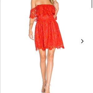 Lover +Friends dream vacay off shoulder lace dress